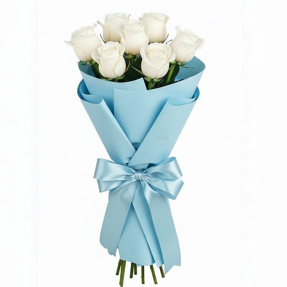 Букет 7 белых роз Проуд в Миассе