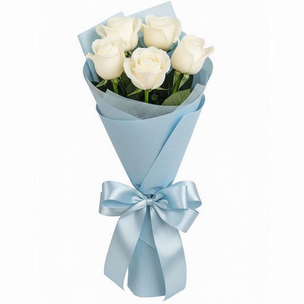 Букет 5 Белых роз Проуд в Миассе