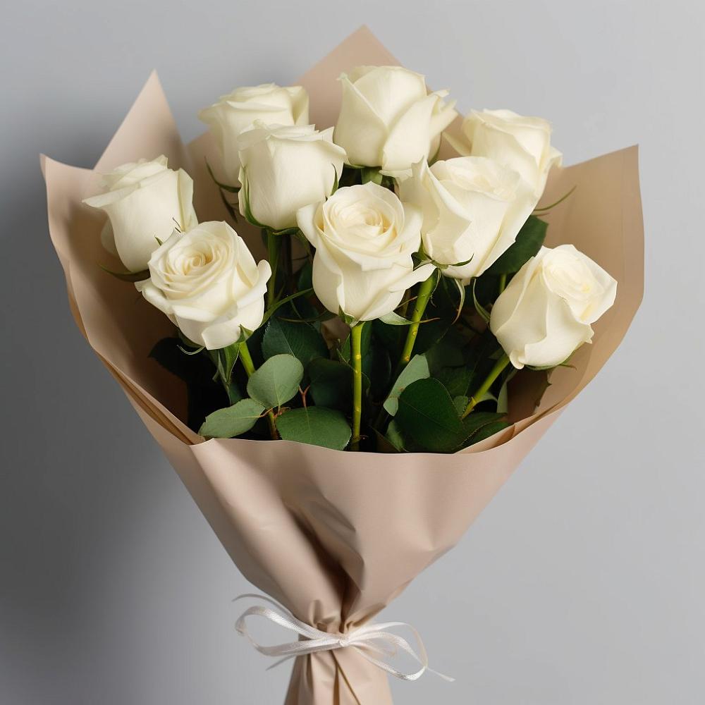 Букет 9 Белых роз Эдлесс Лав в Миассе