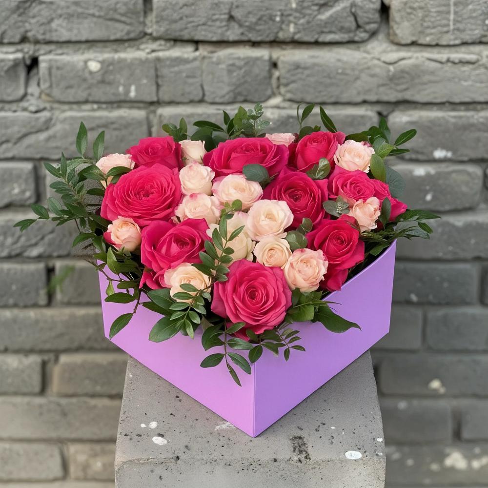 Цветочная композиция из Розы в коробке в Миассе