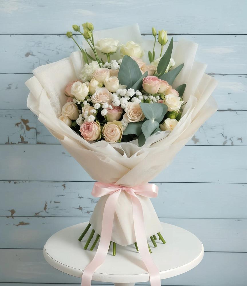 Букет цветов из: Розы и Лизиантусы в Миассе