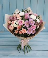 Букет цветов из:  Хризантемы, Розы и Альстромерии в Миассе