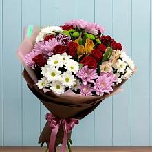 Букет цветов из:  Розы, Хризантемы и Альстромерии #REPLACE_PRED# Миассе