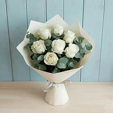 Букет Белые розы в Эвкалипте #REPLACE_PRED# Миассе