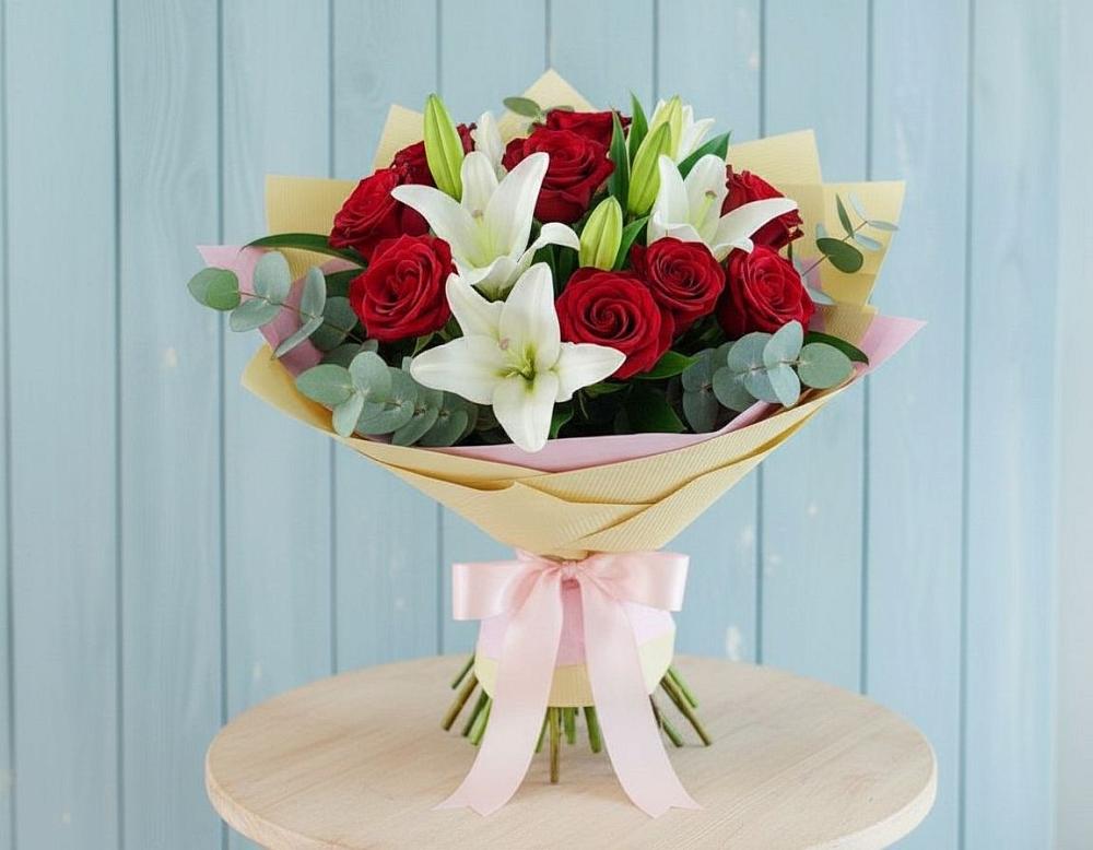 Букет цветов из: Лилии и Розы в Миассе